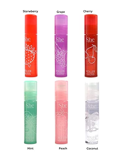 Fruity-Pop Roller Gloss Set | 6 Flavors Lip Gloss, 0.22oz