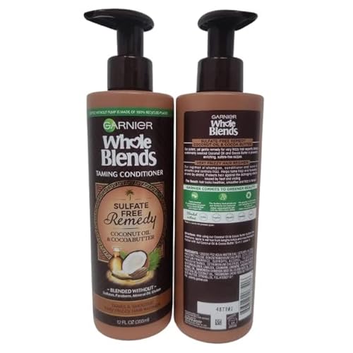 Garnier Whole Blends Sulfate Free Remedy Coconut Oil Conditioner for Frizzy Hair - 12 fl oz (PACK OF 2)