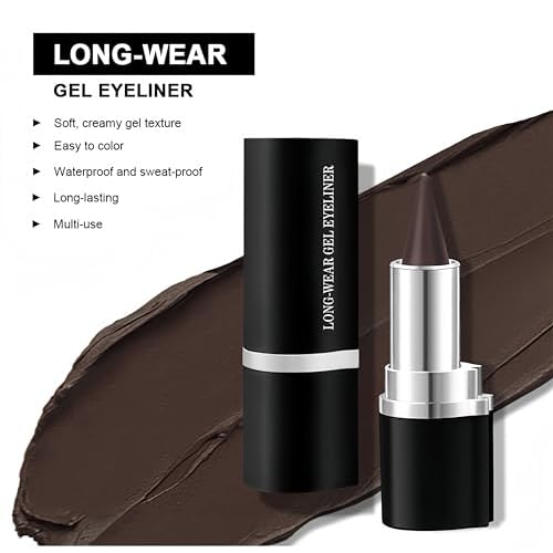 MAEPEOR Matte Gel Eyeliner 12 Colors Smooth Cream Eye Liner Pen Smudge-proof and Waterproof Gel Eyeliner Stick for Women Girls (Matte, L03 Drak Gray)