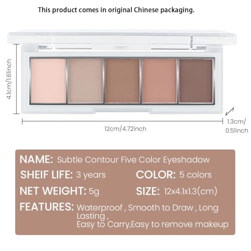 Matte Nude Eyeshadow Palette ? 5-Color Neutral Peach Brown & Taupe Eye Shadow, High Pigment Blendable Long-Lasting Soft Nude Makeup Palette for Daily Natural Looks, Mature Eyes, Blue Green Brown Eyes