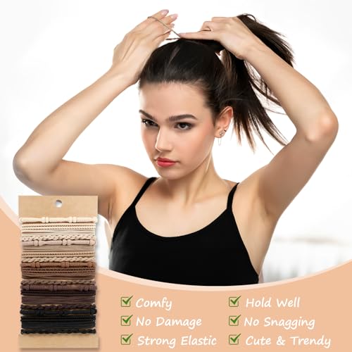 Boho Hair Ties 20-Piece Set, No-Damage Elastic Bands for Thick & Thin Hair