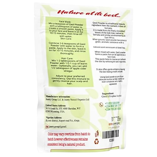 Jaunty Qasil Powder 50 grams - Authentic African | Plant Based Mask | Deep Cleansing | Beauty Secret | Ethically Sourced from Somalia All Skin Types