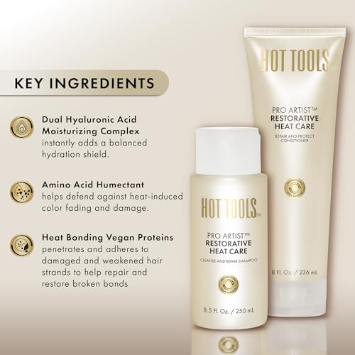 HOT TOOLS¢â Pro Artist Heat Protection Shampoo and Conditioner Set | Cleanse, Repair and Strengthen Heat-Styled Hair