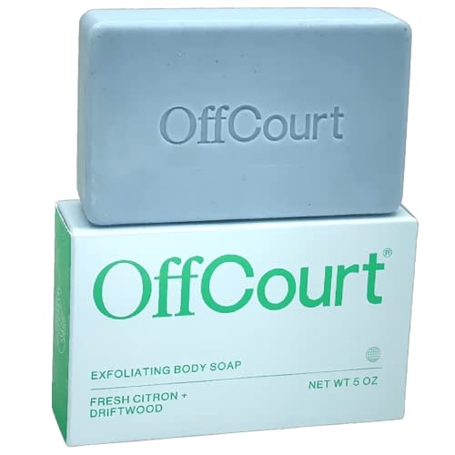 OffCourt Exfoliating Bar Soap ? Whole Body, Deep Cleansing and Hydrating Soap for Men & Women - All Skin Types - Non-Drying Bar - Fresh Citrus Scent (5oz, 1 Pack)