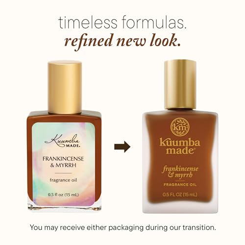 Kuumba Made Frankincense & Myrrh Fragrance Oil, Long-Lasting Small-Batch Perfume Roller, Vegan, Alcohol-Free, 0.5 Fl Oz