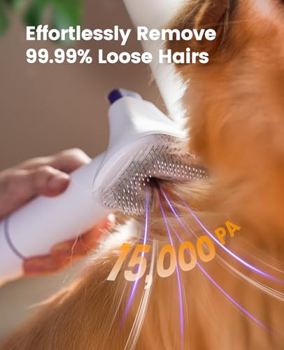Dog Shedding Vacuum Grooming Brush Kit for Thick Coats - Easy Hair Removal
