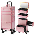 Somduy LED Makeup Train Case with Mirror & Drawers, Pink