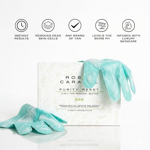 Rose & Caramel Purity Self Tan Remover Gloves - Exfoliating 4-in-1 (6 Pairs)