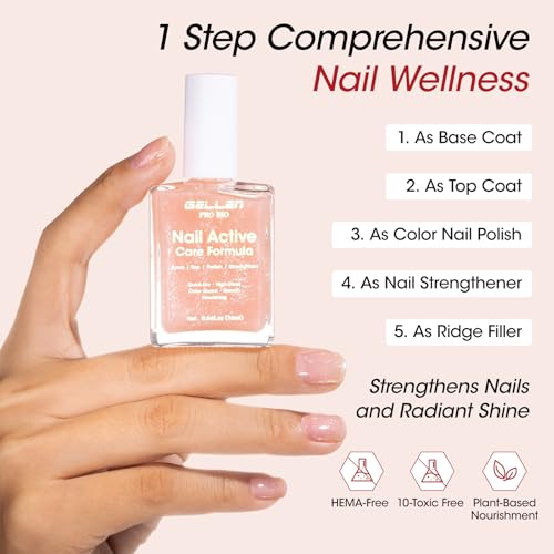 Gellen Active Glow Nail Polish - One-Step Strengthener & Ridge Filler