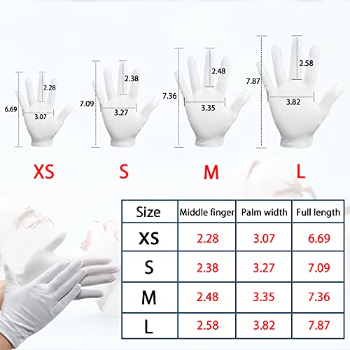 Cotton Moisturizing Gloves (12 Pairs) - Reusable White Overnight Gloves