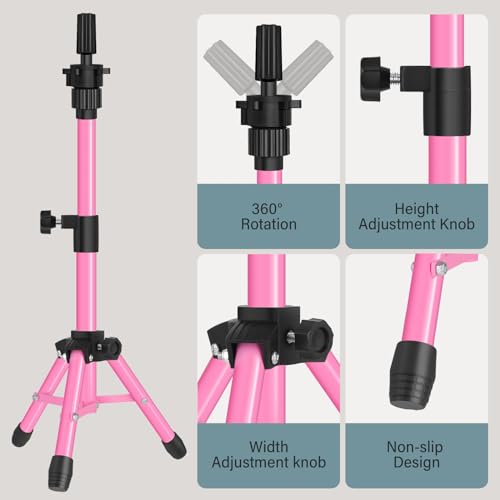 25 Inch Mannequin Head Tripod Stand with 360° Rotation