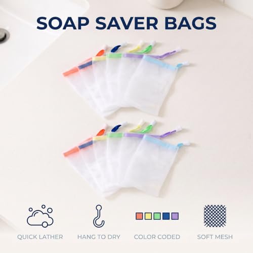 10 Pack Mesh Soap Saver Bags with Drawstring for Shower and Travel