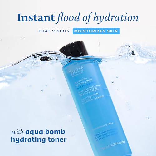 belif Niacinamide Hydrating Toner ? Aqua Bomb Lightweight Cooling Toner with Hyaluronic Acid, Soothing and Balancing Formula, Skin Barrier Repair and Radiant Skin, Korean Skincare, 5.07 fl oz