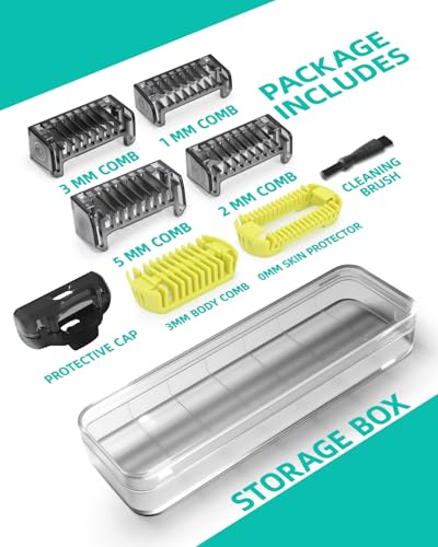 7 Pcs Guard Combs Kit with Case for OneBlade Trimmers – Beard & Body Grooming