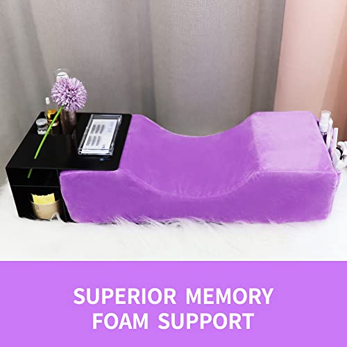 MNpartnery Beauty Salon Eyelash Extension Neck Pillow - Comfortable Velvet Beauty Memory Foam Pillow,to Protect The Neck When Used for Lash Extension Grafting Make Up (Purple)