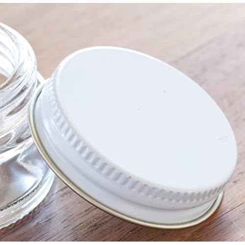 1 oz / 30 ml Clear Thick Glass Straight Sided Jar with White Metal Airtight Lid (12 Pack)