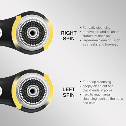 Electric Facial Cleansing Brush, 2-Way Rotating Face Scrubber for Daily & Deep Cleaning, 3 Modes, 5 Brush Heads, Rechargeable, IPX7 Waterproof for All Skin Types