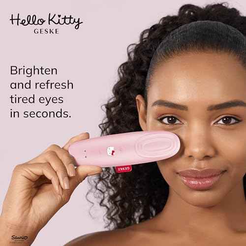 GESKE & Hello Kitty SmartAppGuided¢â Warm & Cool Eye Energizer | 6 in 1 | Heated Eye Massager | Combat Dark Circles & Under-Eye Bags | Revive Droopy Eyelids | Anti-Stress & Relaxation | Sonic Massaging