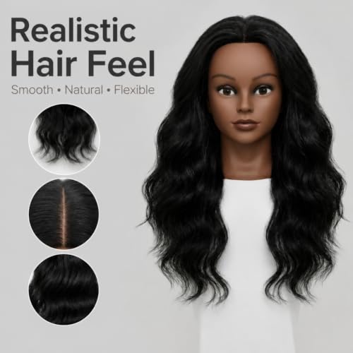 Haewlear 16 Inch Black Human Hair Mannequin Head for Styling & Practice