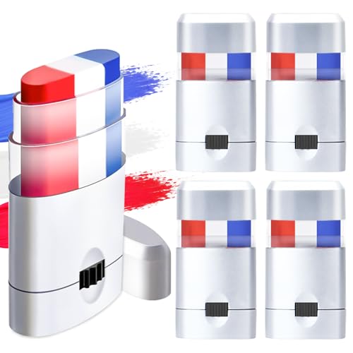 4 Pack Patriotic Face Paint Sticks - Red White Blue