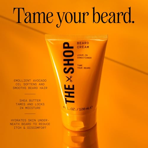 The Shop by LeBron James Men's Conditioning Beard Cream, Leave-In Moisturizer with Avocado Oil & Shea Butter, Softens, Hydrates & Tames Facial Hair, Lightweight & Non-Greasy, Eucalyptus Scent, 4 Fl Oz