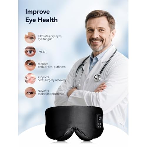 Heated Eye Mask for Dry Eyes - Warm Compress for MGD, Dry Eye Syndrome, Chalazion Blepharitis Stye Eye Treatment, Hot Heating pad for Relief, Silk Sleep Mask for Deep Relax