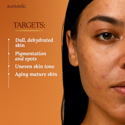 Auravedic Kumkumadi Saffron & Vitamin C Oil | Hydrating Face Moisturizer | Helps Reduce Fine Lines & Nourishes Dry, Dull Skin | Natural Facial Massage Oil | 3.38 Fl Oz (Pack of 2)