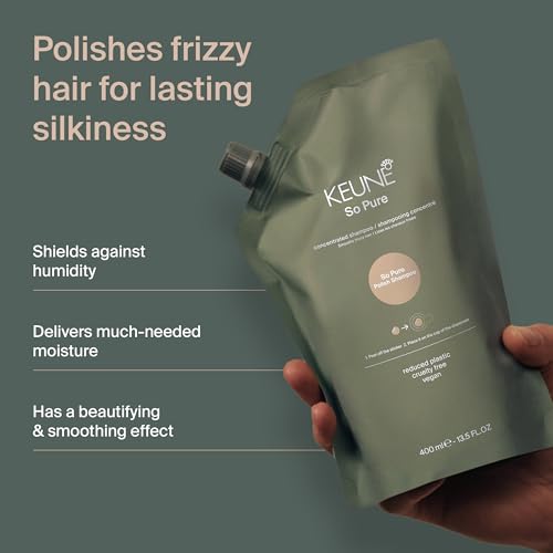 Keune So Pure Polish Shampoo Refill, Smoothing and Anti-Frizz Formula, 13.5 Fl Oz