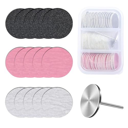 60 Pcs Replacement Sandpaper Discs with 25mm Drill Bit - Nail Drill Accessories