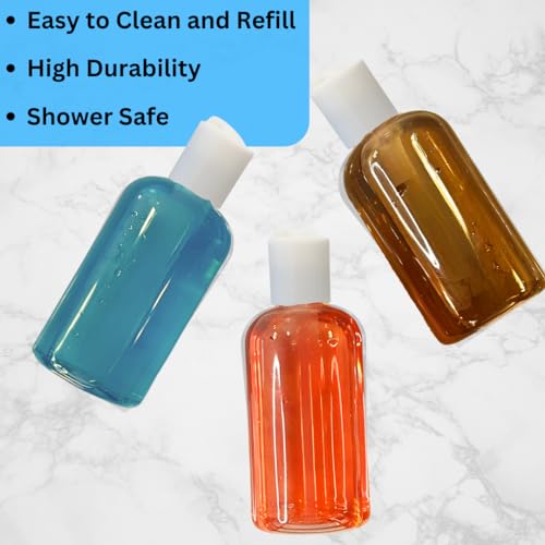 8oz Squeeze Bottles with Disc Cap (2-Pack) - Leak-Proof Travel