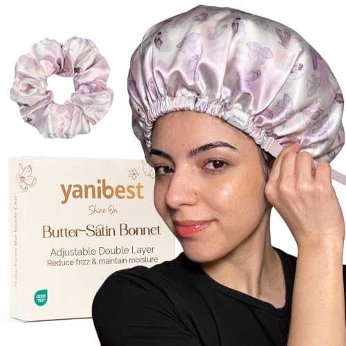 Satin Hair Bonnet with Scrunchie for Curly Braids