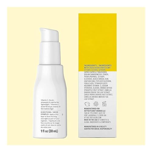 ACURE Face Brightening Vitamin C & Ferulic Acid Serum - Day & Night Oil Free Glowing Facial Serum - Vitamin C, Ferulic Acid & Pineapple Extract For Natural Brighter Look - for All Skin Types 1 fl oz