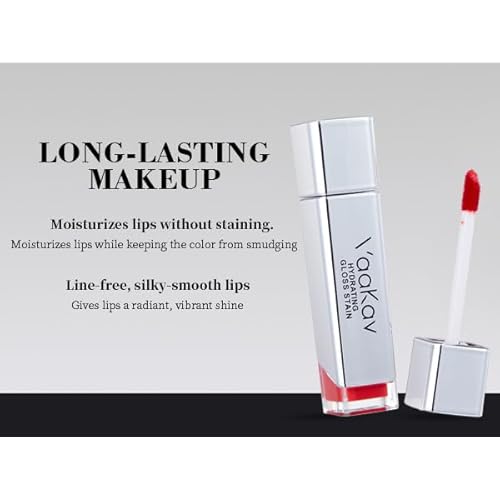 Glossy Lip Stain ? Hydrating Tinted Lip Oil Stain with High-Shine Gloss Finish, Non-Sticky Moisturizing Lip Tint, Long-Lasting Stain for Soft & Plump Lips (02 PEACH BANG, 1 Count)