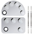 Stainless Steel Makeup Palette Set - 2 Pieces with Spatula Tools