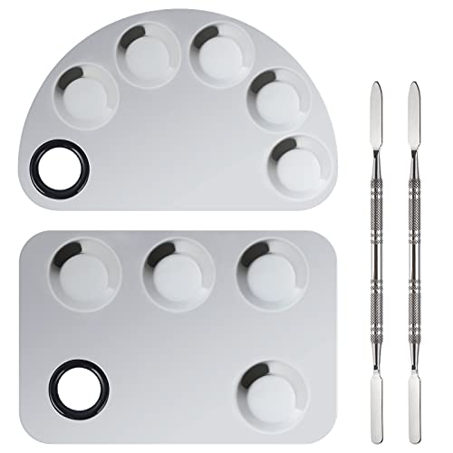 Stainless Steel Makeup Palette Set - 2 Pieces with Spatula Tools