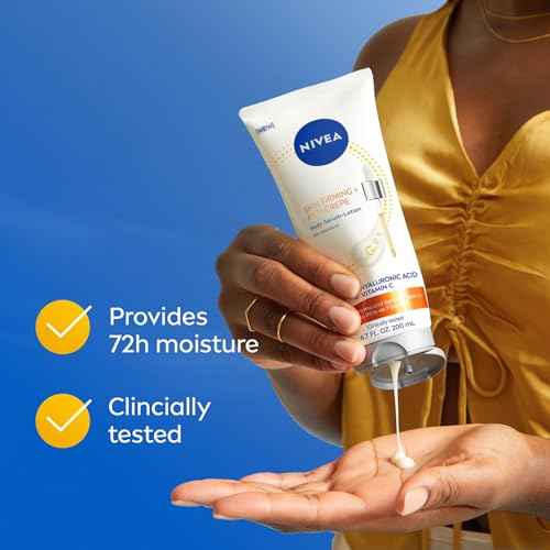 NIVEA Skin Firming & Anti Crepe Body Serum-Lotion with Q10, Hyaluronic Acid and Vitamin C, 72-Hour Moisture, 6.7 Fl Oz Tube