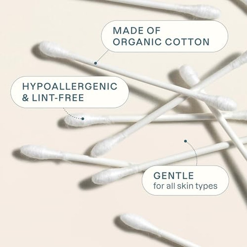 Cliganic Organic Cotton Swabs 500 Count | Natural & Chlorine-Free