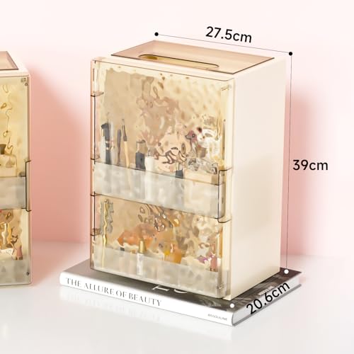 Makeup Organizer,Skincare Organizer with Drawers and Transparent Cover,Large Cosmetic Display Case for Vanity Organizer and Bathroom Countertop Storage.