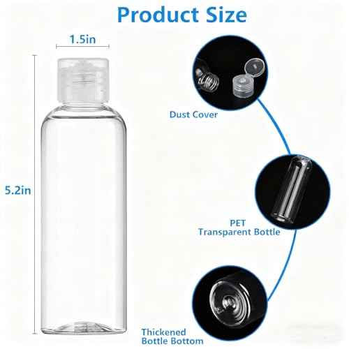 4 Pack 3.4 Oz (100ml) TSA Approved Travel Bottles for Toiletries, Leak Proof Plastic Travel Essentials Accessories with Labels