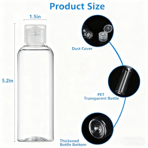 4 Pack TSA Approved Travel Bottles - Refillable 3.4oz Toiletry Containers