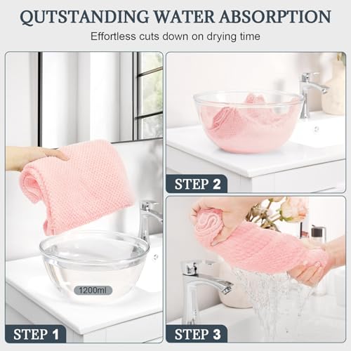 2 Pack Microfiber Hair Towels - Super Absorbent & Fast Drying