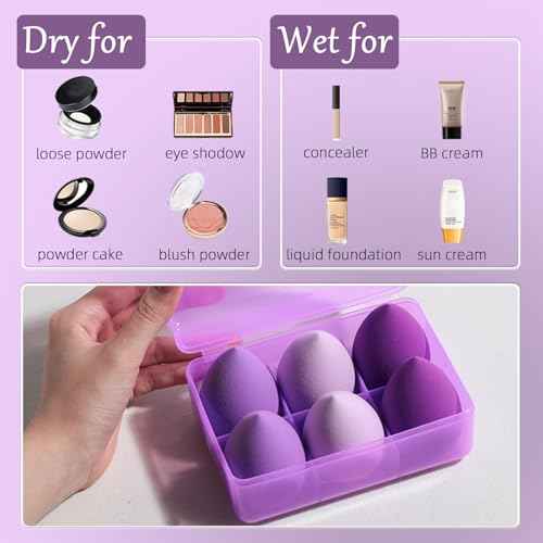 BS-MALL Makeup Sponge Set 6 Pcs ? Premium Beauty Blenders for Flawless Makeup Application