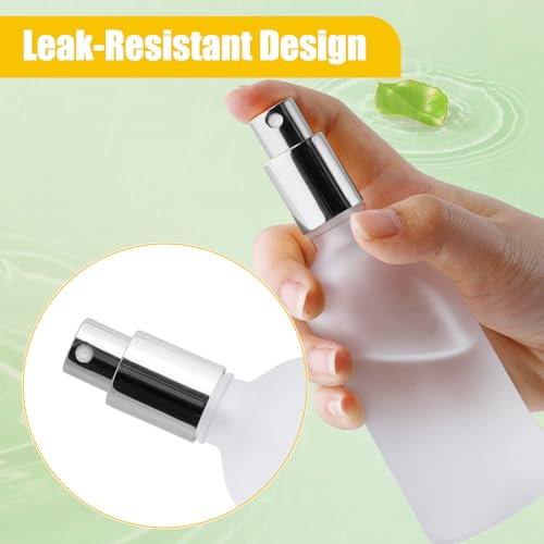 30 Pcs Glass Spray Bottle, 3.4 oz/100 ml Frosted Glass Spray Bottles, Perfume Empty Bottles, Refillable Container for Perfume, Clear Bottle with Sliver Fine Mist Sprayer for Face Body Travel