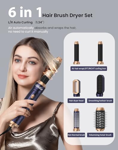 UKLISS 6-in-1 Hair Dryer Brush & Styler for All Hair Types