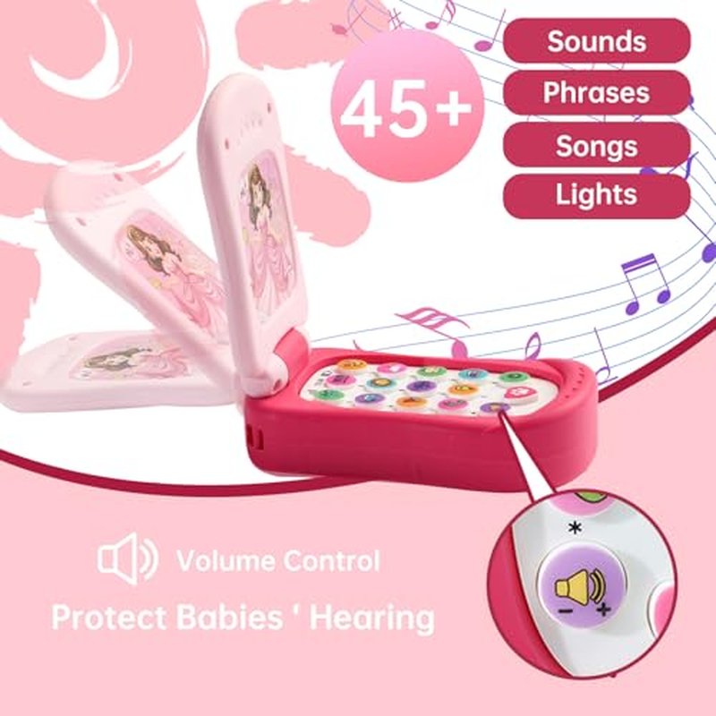 FENYAN Toddler Flip Phone Toy with Light & Music for 18 Months+
