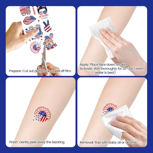 Gloomix Patriotic Face & Hair Glitter Kit Red White Blue with 100 Stickers for 4th of July