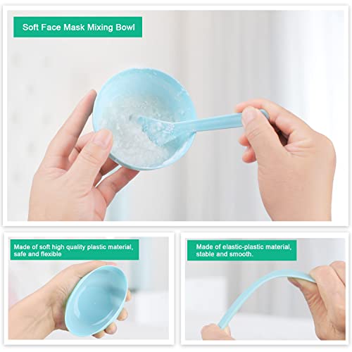 fenshine Face Mask Mixing Bowl Set, Facial Mask Mixing Tool Kit with Plastic Mask Bowl Silicone Mask Brushes Measuring Cup Stick Spatulas Facial Sponge (10PCS)