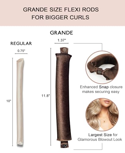 Heatless Curls Overnight Velvet Rods - Jumbo Hair Rollers Set for Long Hair