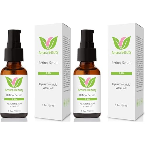 Retinol Serum 2.5% with Hyaluronic Acid & Vitamin E, 1 fl. oz. (Pack of 2)