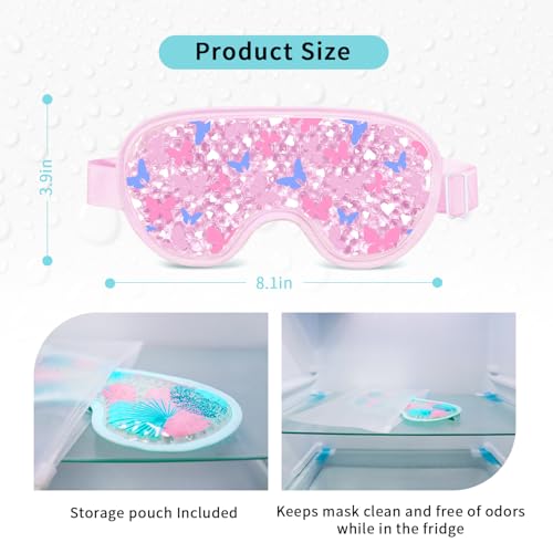 Cooling Eye Mask 2 Pack, Gel Compress for Puffy Eyes & Migraines